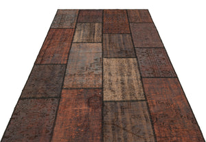 Brown Over Dyed Patchwork Unique Rug 5'3'' x 7'7'' ft 161 x 231 cm