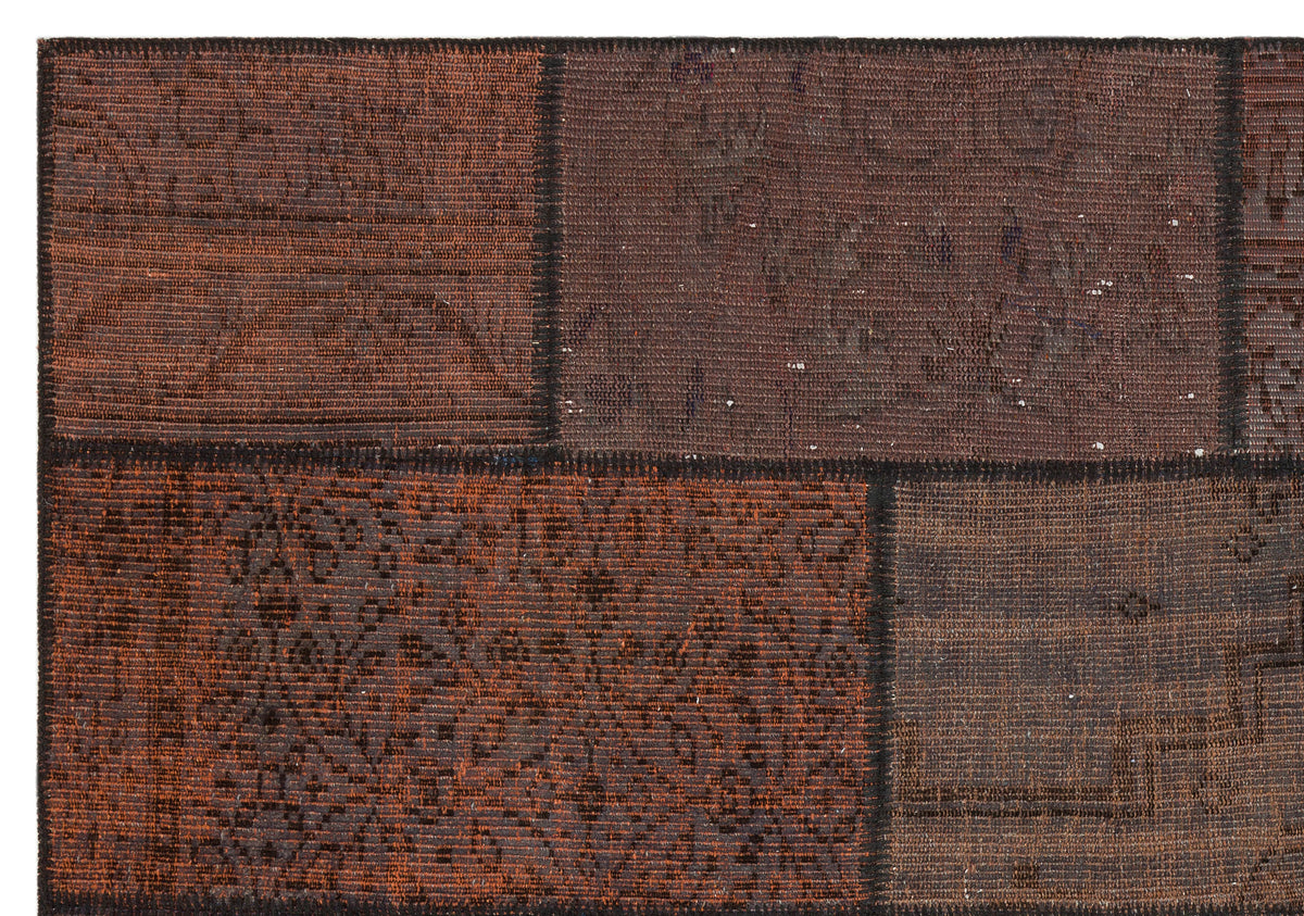Brown Over Dyed Patchwork Unique Rug 5&#39;3&#39;&#39; x 7&#39;7&#39;&#39; ft 161 x 231 cm