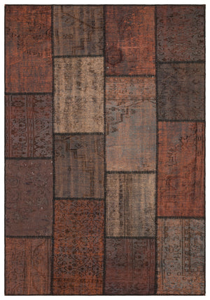 Brown Over Dyed Patchwork Unique Rug 5'3'' x 7'7'' ft 161 x 231 cm