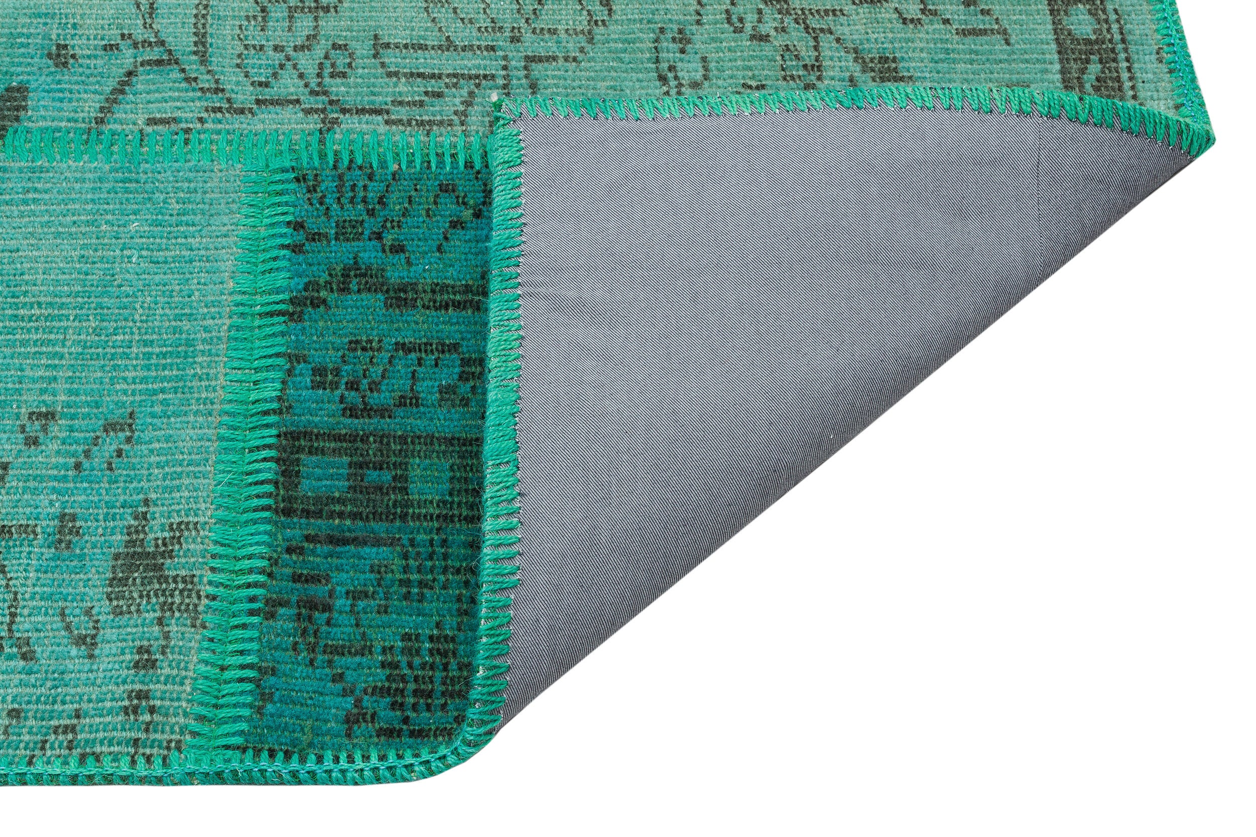 Green Over Dyed Patchwork Unique Rug 5'3'' x 7'7'' ft 161 x 232 cm