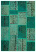 Green Over Dyed Patchwork Unique Rug 5'3'' x 7'7'' ft 161 x 232 cm