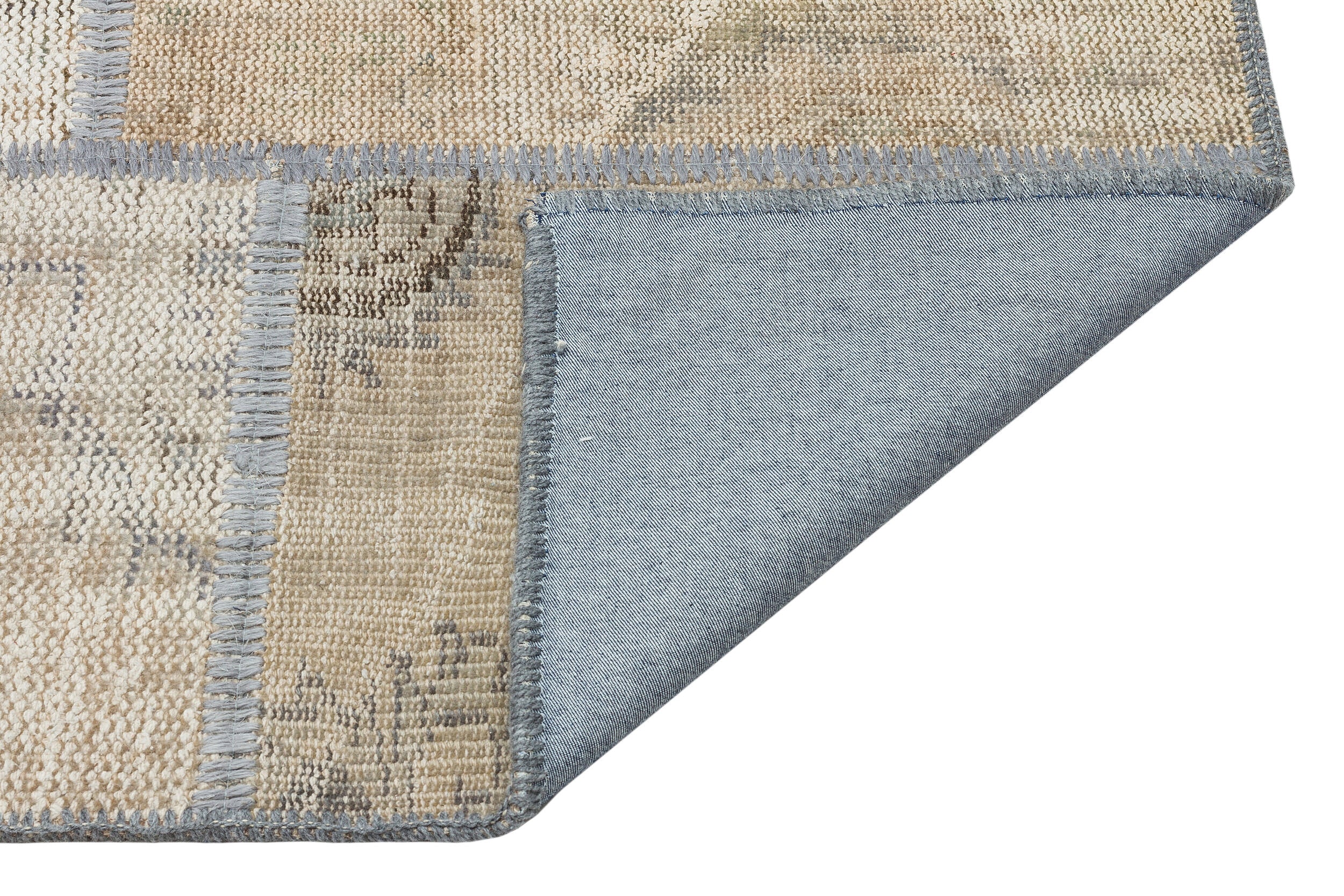 Beige Over Dyed Patchwork Unique Rug 5'3'' x 7'7'' ft 161 x 232 cm