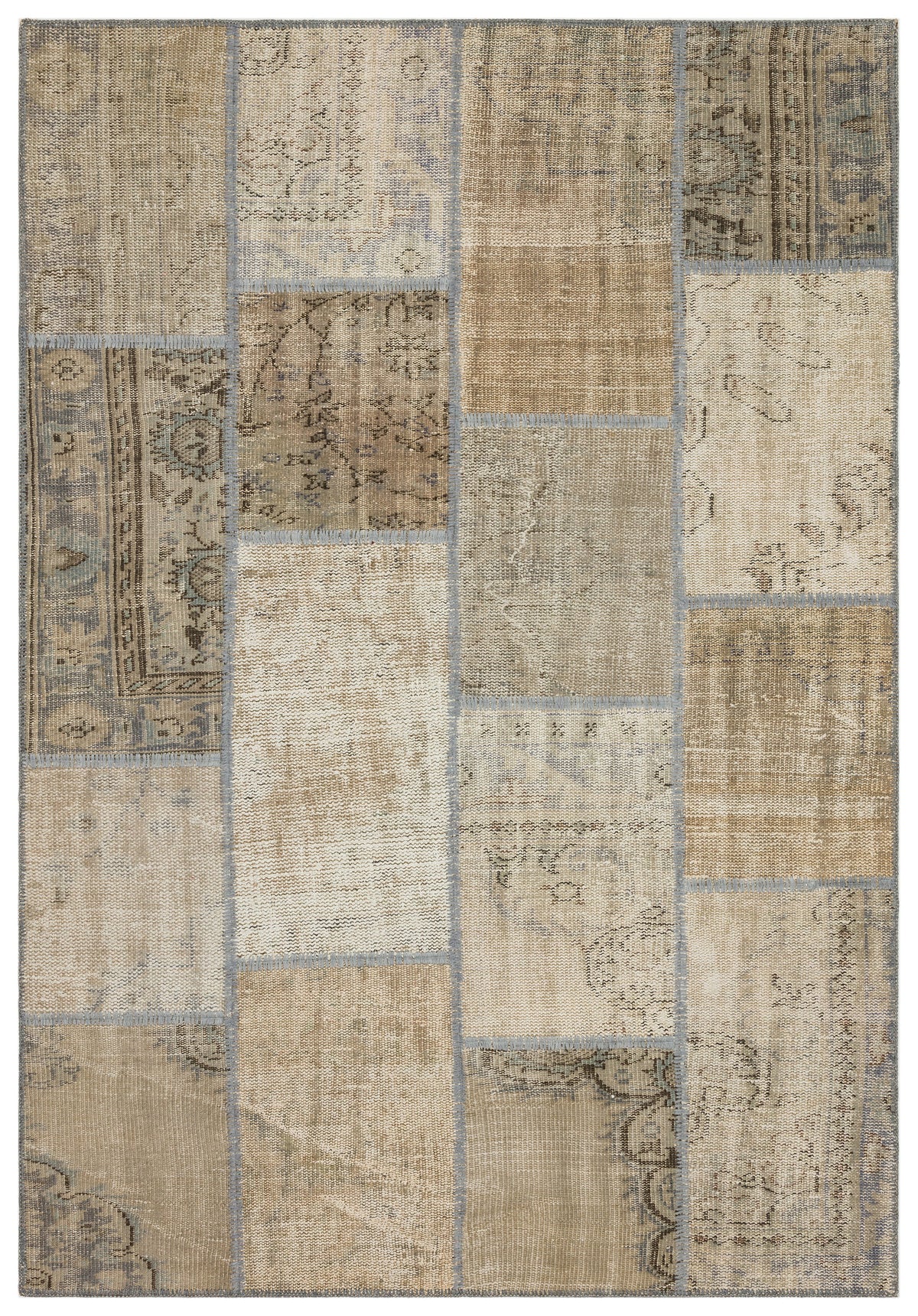Beige Over Dyed Patchwork Unique Rug 5&#39;3&#39;&#39; x 7&#39;7&#39;&#39; ft 161 x 232 cm
