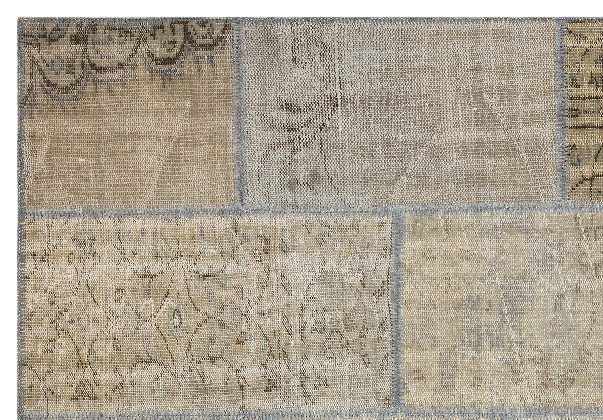 Beige Over Dyed Patchwork Unique Rug 5&#39;3&#39;&#39; x 7&#39;7&#39;&#39; ft 160 x 232 cm