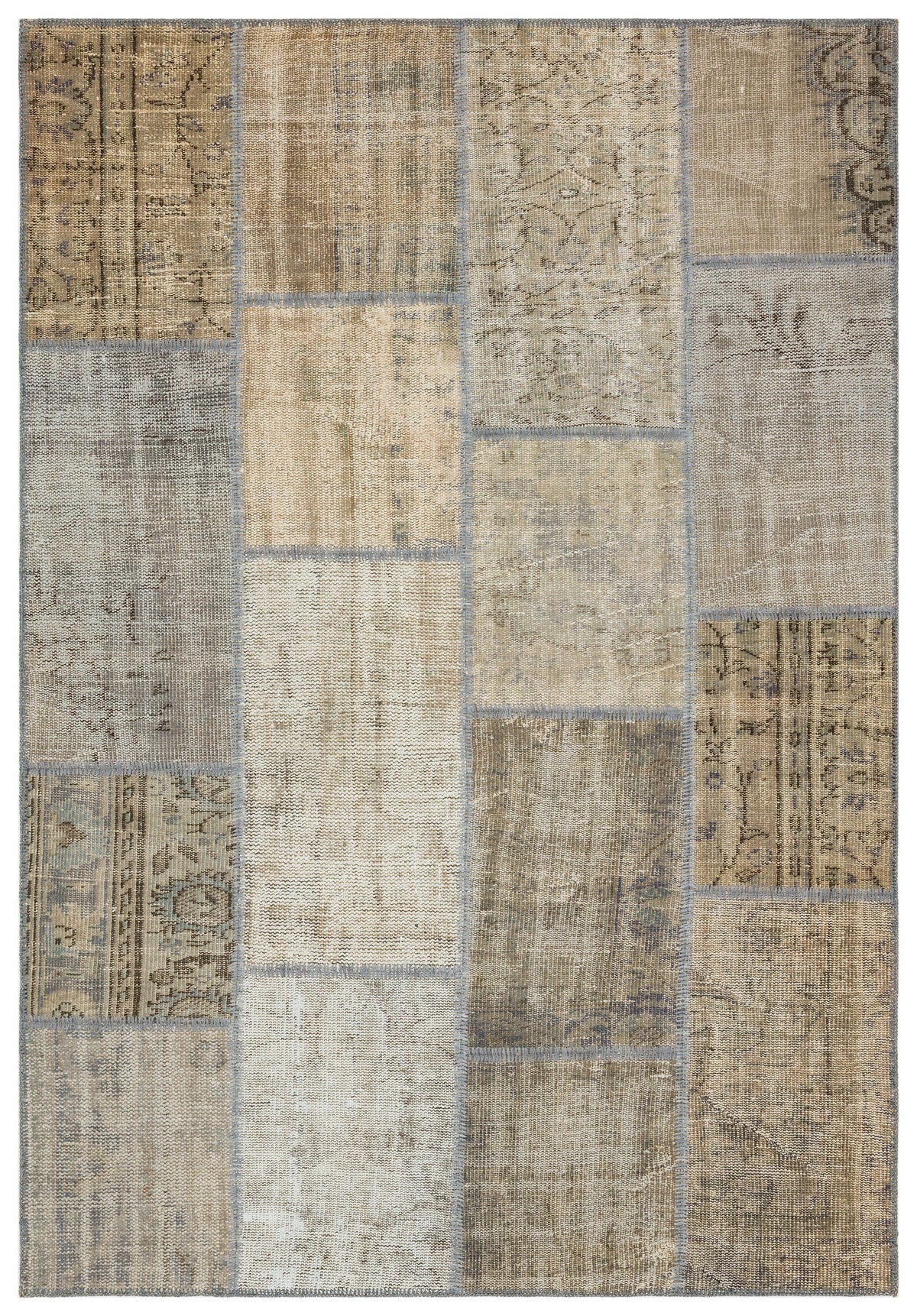 Beige Over Dyed Patchwork Unique Rug 5&#39;3&#39;&#39; x 7&#39;7&#39;&#39; ft 160 x 232 cm
