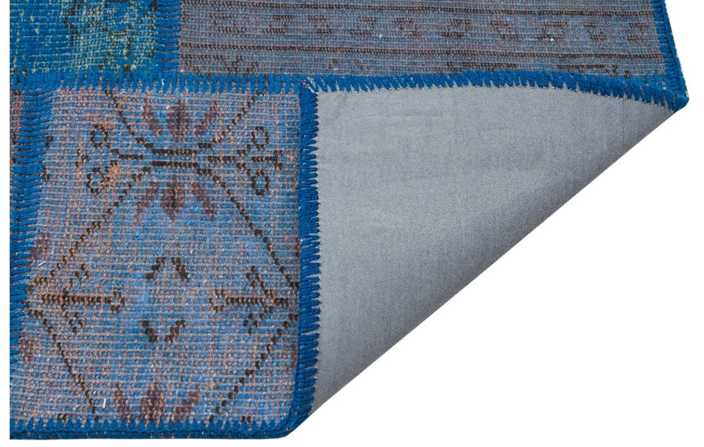 Blue Over Dyed Patchwork Unique Rug 5'4'' x 7'7'' ft 162 x 232 cm