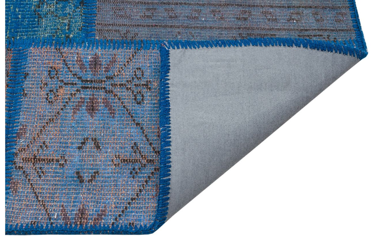 Blue Over Dyed Patchwork Unique Rug 5&#39;4&#39;&#39; x 7&#39;7&#39;&#39; ft 162 x 232 cm