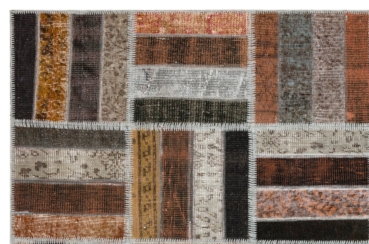 Brown Over Dyed Patchwork Unique Rug 5&#39;3&#39;&#39; x 8&#39;0&#39;&#39; ft 161 x 244 cm