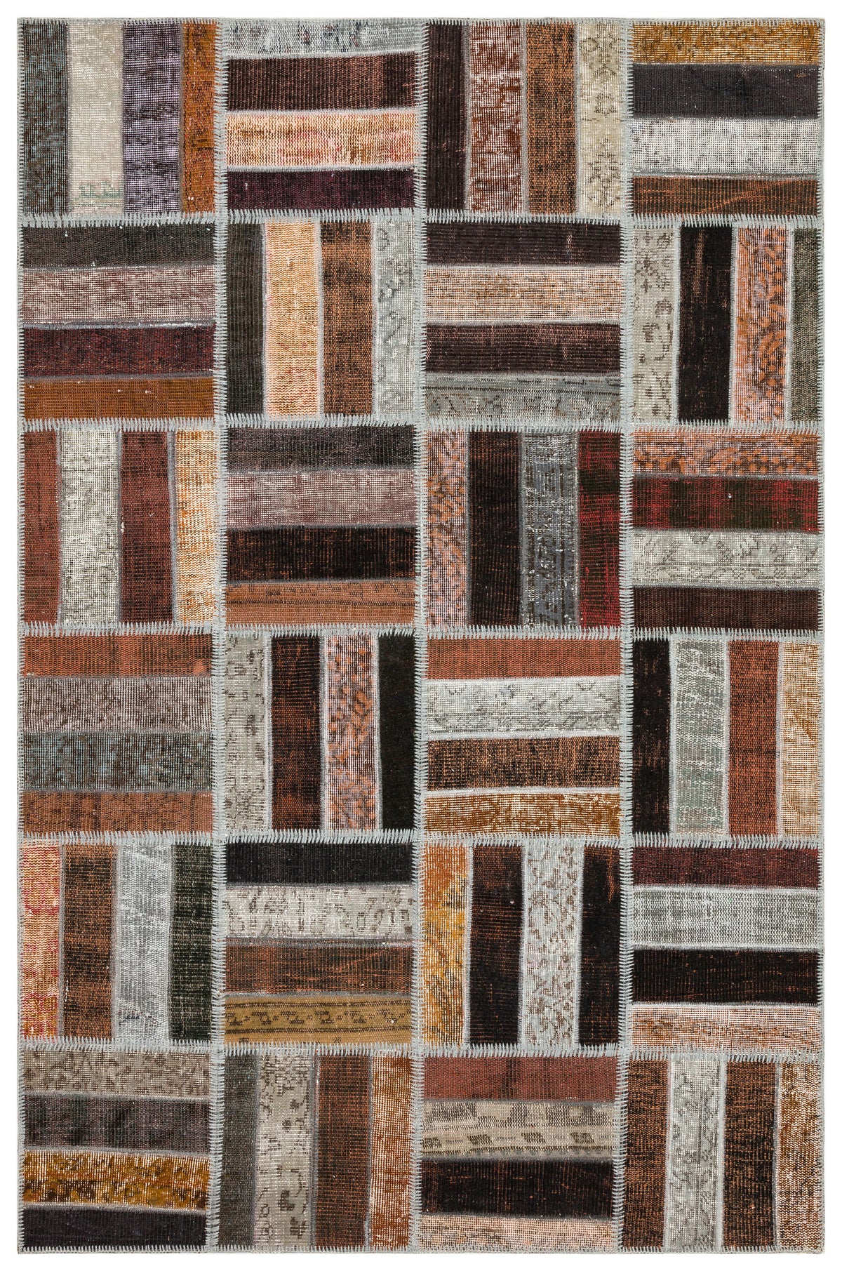 Brown Over Dyed Patchwork Unique Rug 5&#39;3&#39;&#39; x 8&#39;0&#39;&#39; ft 161 x 244 cm