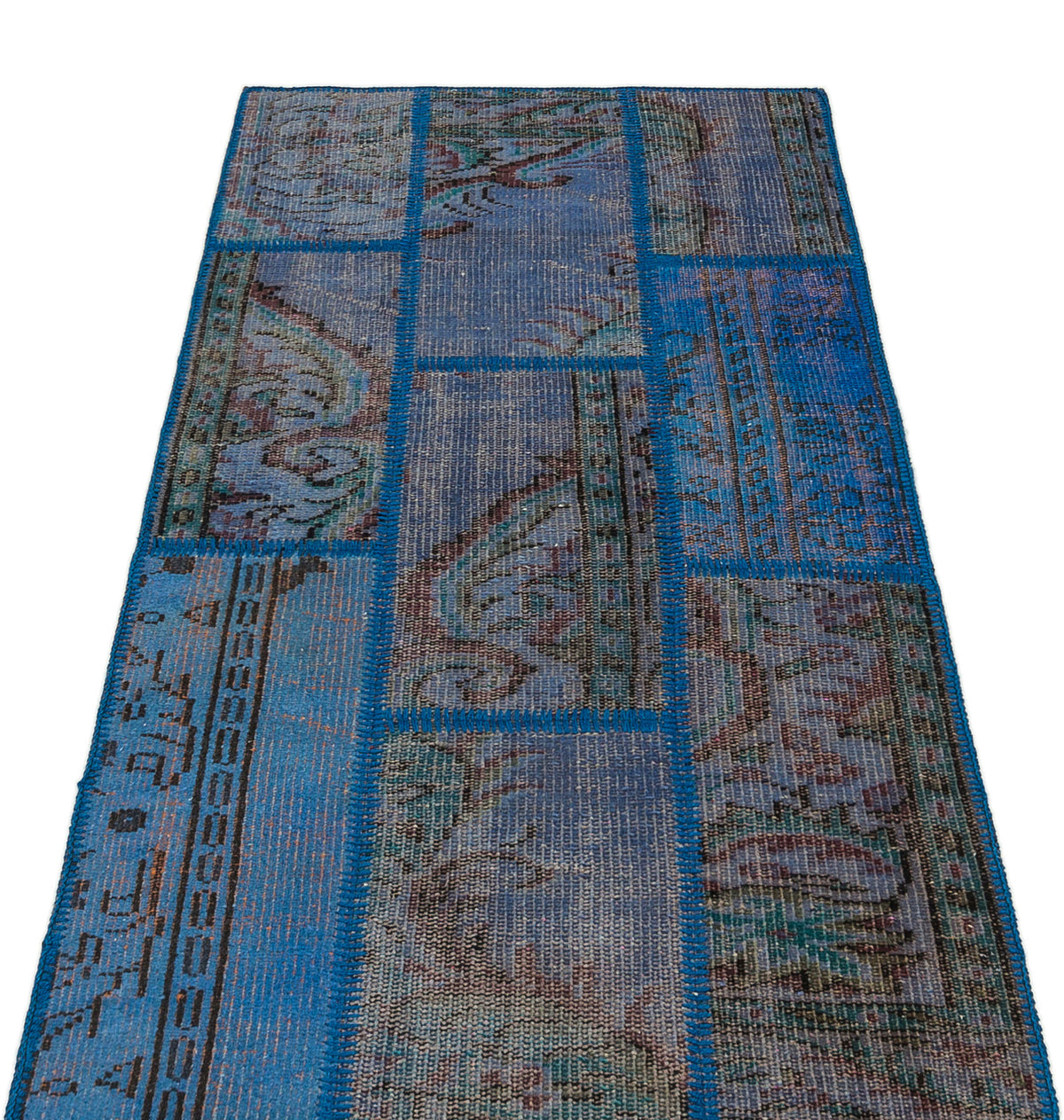 Blue Over Dyed Patchwork Unique Rug 2&#39;8&#39;&#39; x 4&#39;11&#39;&#39; ft 82 x 151 cm