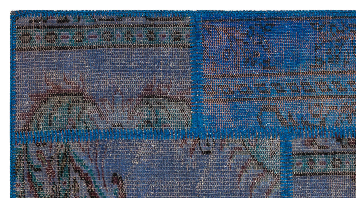 Blue Over Dyed Patchwork Unique Rug 2&#39;8&#39;&#39; x 4&#39;11&#39;&#39; ft 82 x 151 cm