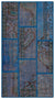 Blue Over Dyed Patchwork Unique Rug 2'8'' x 4'11'' ft 82 x 151 cm