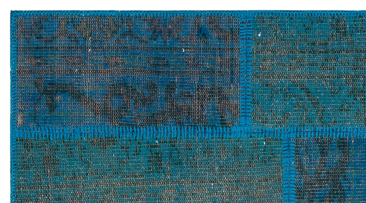 Blue Over Dyed Patchwork Unique Rug 2&#39;8&#39;&#39; x 4&#39;12&#39;&#39; ft 82 x 152 cm