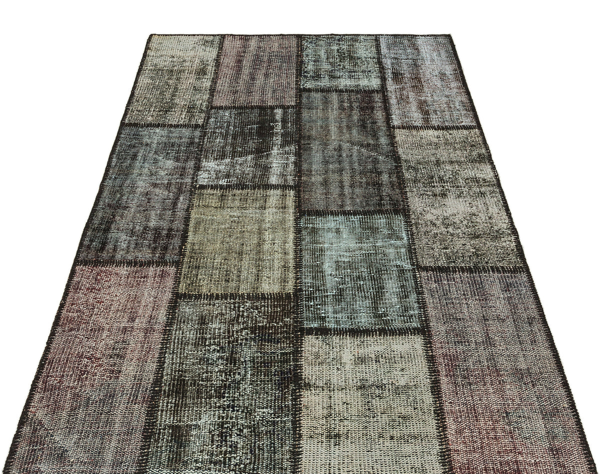 Gray Over Dyed Patchwork Unique Rug 3&#39;11&#39;&#39; x 5&#39;10&#39;&#39; ft 120 x 179 cm