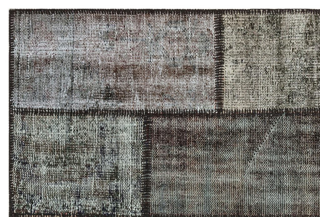 Gray Over Dyed Patchwork Unique Rug 3'11'' x 5'10'' ft 120 x 179 cm