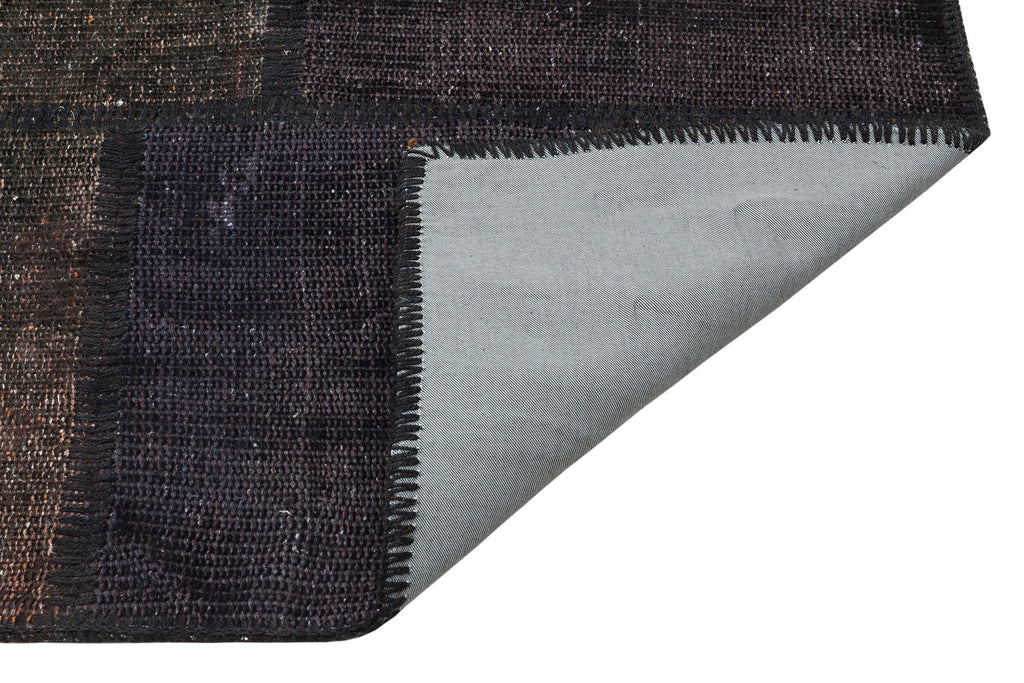 Black Over Dyed Patchwork Unique Rug 3'10'' x 5'11'' ft 118 x 181 cm