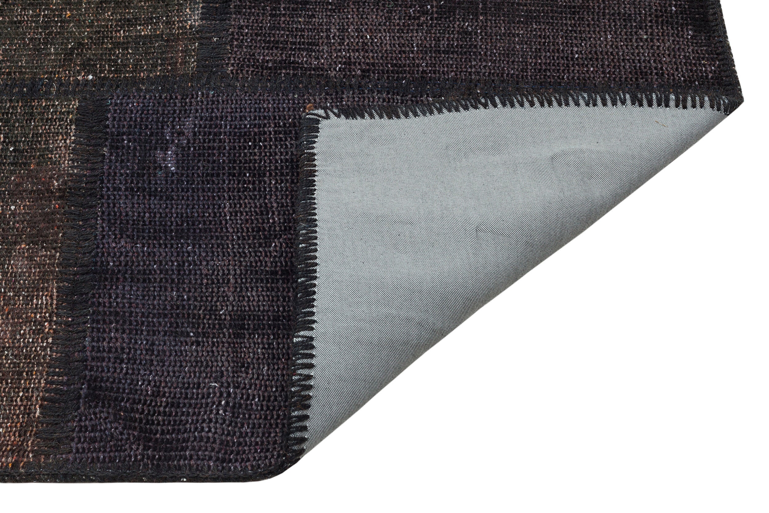 Black Over Dyed Patchwork Unique Rug 3'10'' x 5'11'' ft 118 x 181 cm