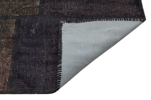 Black Over Dyed Patchwork Unique Rug 3'10'' x 5'11'' ft 118 x 181 cm