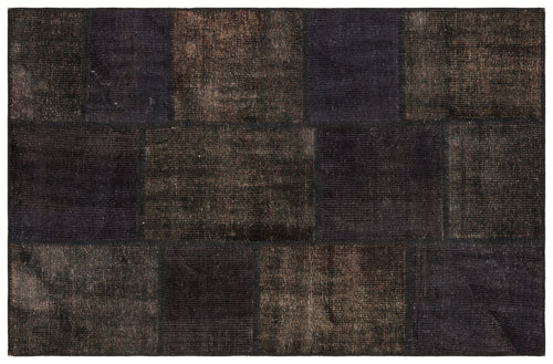 Black Over Dyed Patchwork Unique Rug 3'10'' x 5'11'' ft 118 x 181 cm