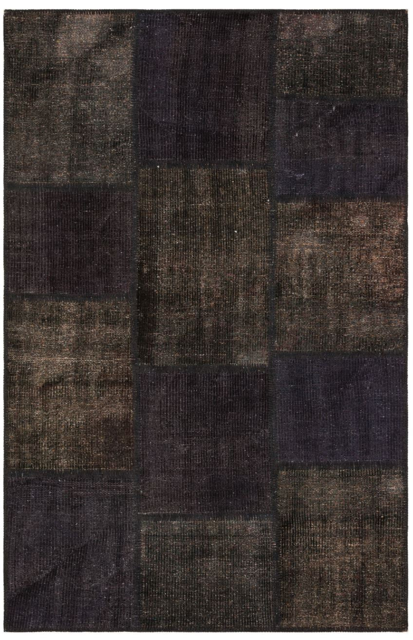 Black Over Dyed Patchwork Unique Rug 3&#39;10&#39;&#39; x 5&#39;11&#39;&#39; ft 118 x 181 cm