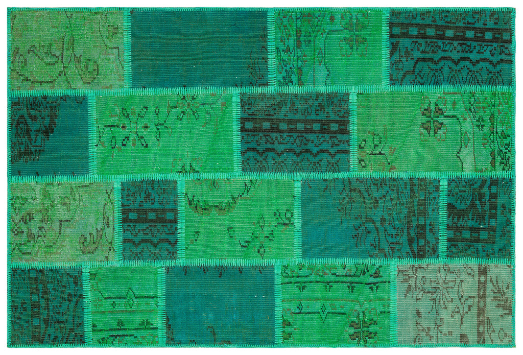 Green Over Dyed Patchwork Unique Rug 3'12'' x 5'11'' ft 121 x 181 cm