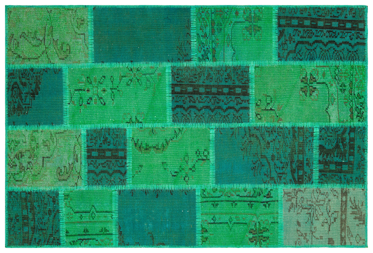 Green Over Dyed Patchwork Unique Rug 3&#39;12&#39;&#39; x 5&#39;11&#39;&#39; ft 121 x 181 cm
