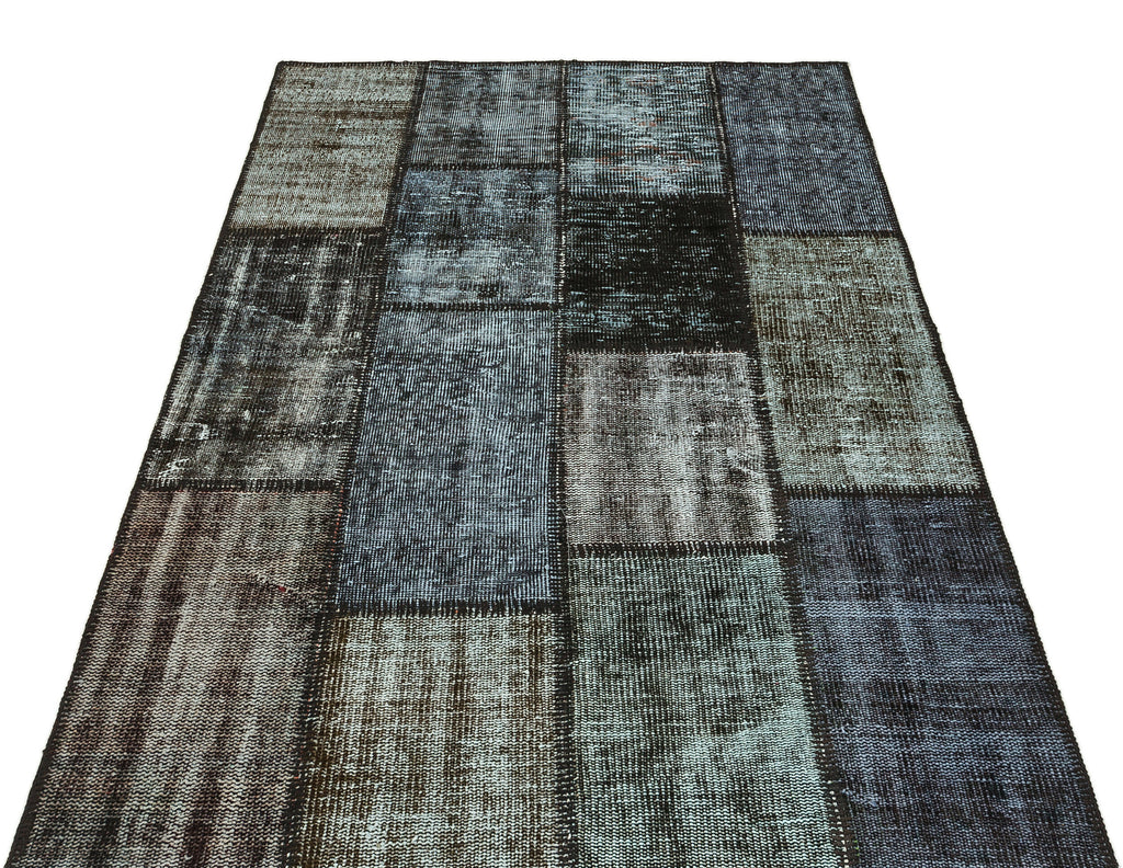 Gray Over Dyed Patchwork Unique Rug 4'0'' x 5'11'' ft 122 x 180 cm
