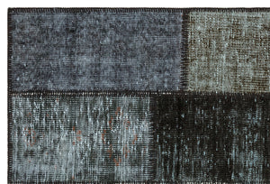 Gray Over Dyed Patchwork Unique Rug 4'0'' x 5'11'' ft 122 x 180 cm