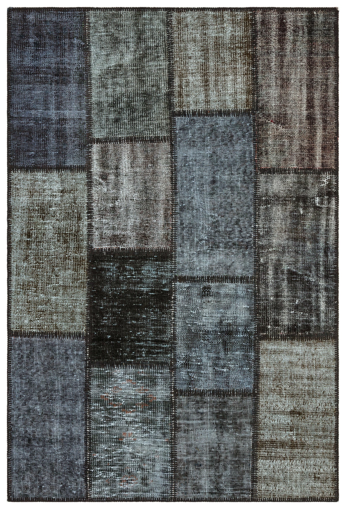 Gray Over Dyed Patchwork Unique Rug 4&#39;0&#39;&#39; x 5&#39;11&#39;&#39; ft 122 x 180 cm