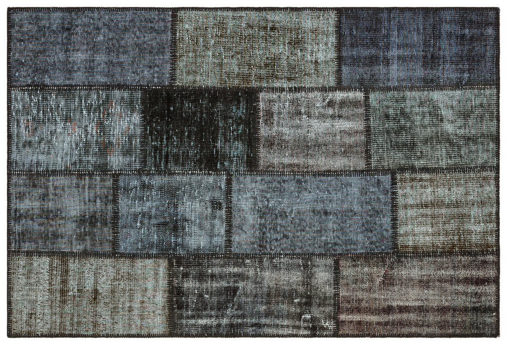Gray Over Dyed Patchwork Unique Rug 4'0'' x 5'11'' ft 122 x 180 cm