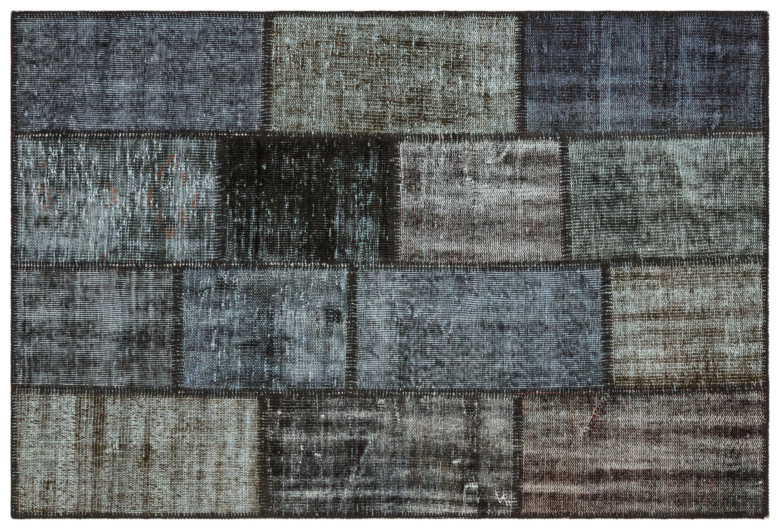 Gray Over Dyed Patchwork Unique Rug 4'0'' x 5'11'' ft 122 x 180 cm