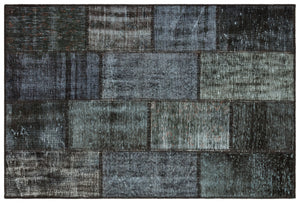 Gray Over Dyed Patchwork Unique Rug 3'12'' x 5'11'' ft 121 x 181 cm