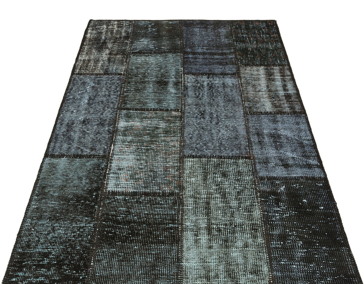 Gray Over Dyed Patchwork Unique Rug 3&#39;12&#39;&#39; x 5&#39;11&#39;&#39; ft 121 x 181 cm
