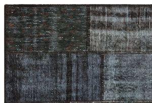 Gray Over Dyed Patchwork Unique Rug 3'12'' x 5'11'' ft 121 x 181 cm