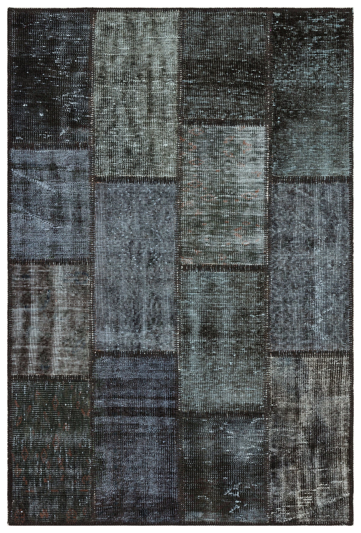 Gray Over Dyed Patchwork Unique Rug 3&#39;12&#39;&#39; x 5&#39;11&#39;&#39; ft 121 x 181 cm