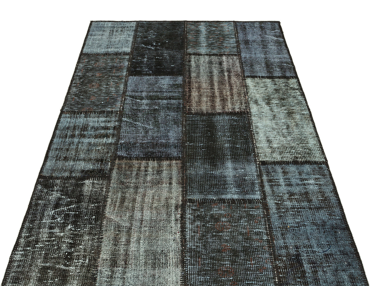 Gray Over Dyed Patchwork Unique Rug 4&#39;0&#39;&#39; x 5&#39;10&#39;&#39; ft 122 x 179 cm