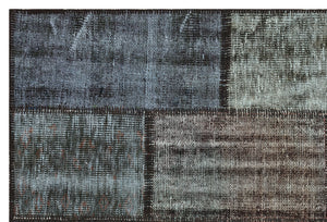 Gray Over Dyed Patchwork Unique Rug 4'0'' x 5'10'' ft 122 x 179 cm