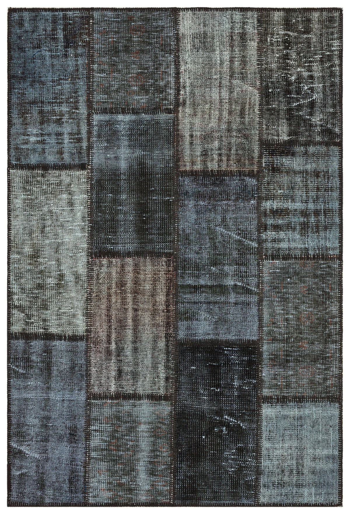 Gray Over Dyed Patchwork Unique Rug 4&#39;0&#39;&#39; x 5&#39;10&#39;&#39; ft 122 x 179 cm