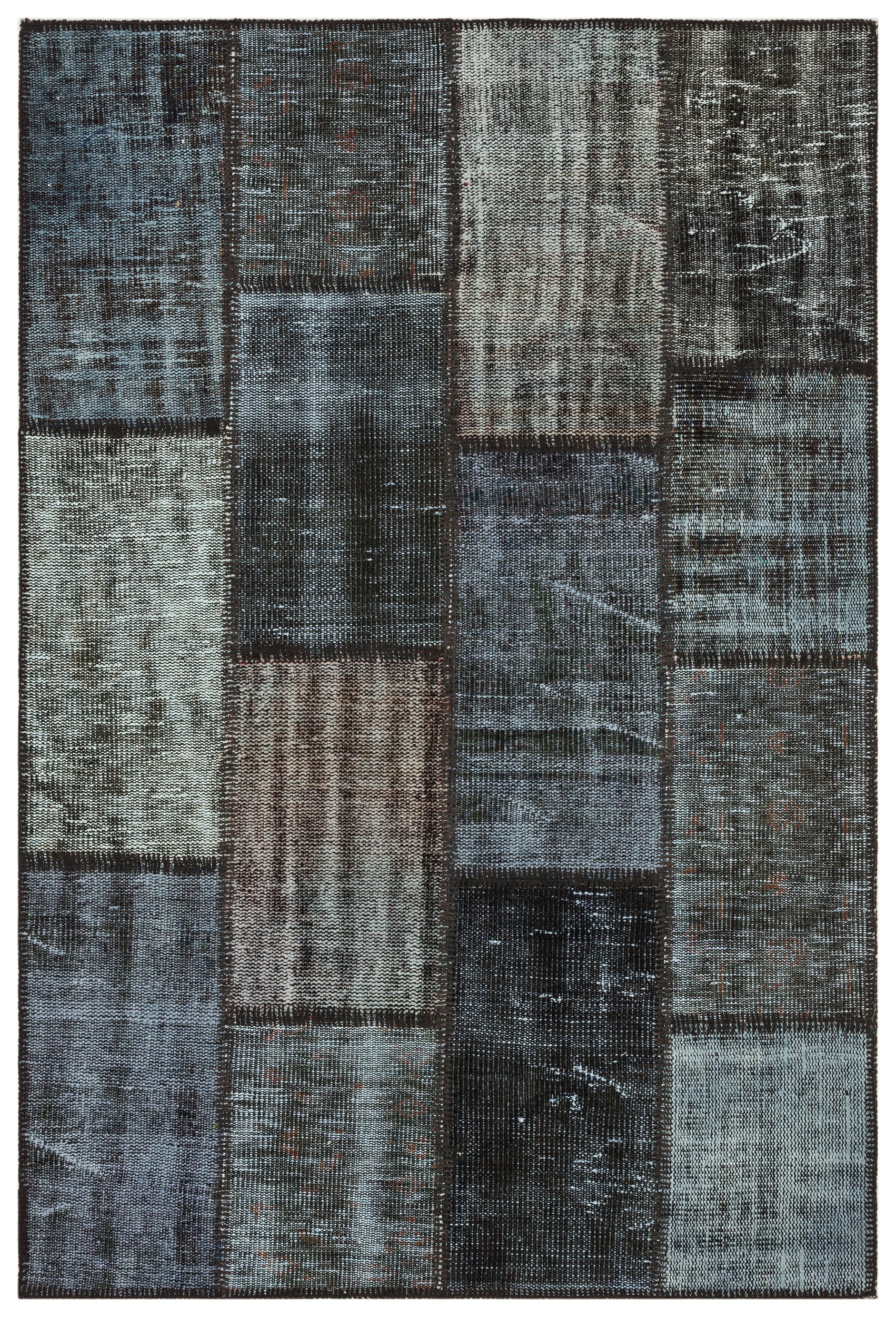 Gray Over Dyed Patchwork Unique Rug 4'0'' x 5'10'' ft 122 x 179 cm