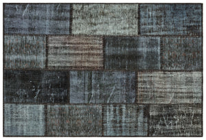 Gray Over Dyed Patchwork Unique Rug 4'0'' x 5'10'' ft 122 x 179 cm