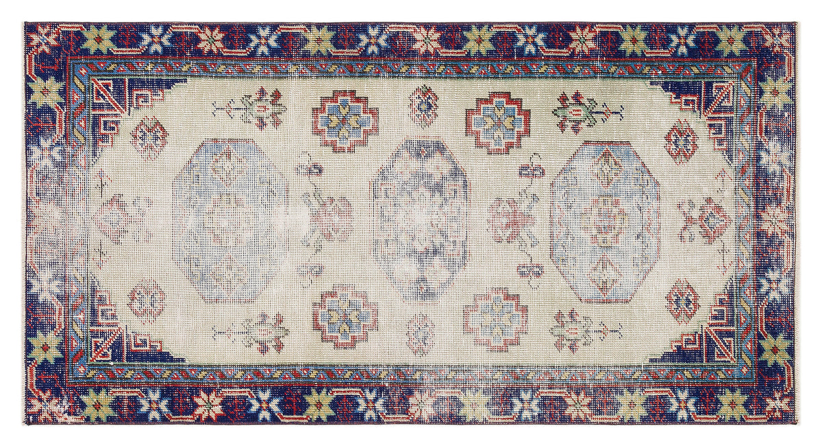 Natural Anatolium Turkish Vintage Rug 2&#39;10&#39;&#39; x 5&#39;6&#39;&#39; ft 87 x 168 cm