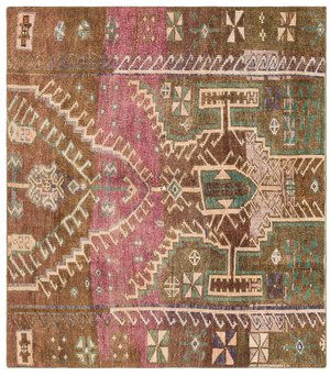 Natural Anatolium Turkish Vintage Rug 4'2'' x 4'8'' ft 128 x 143 cm