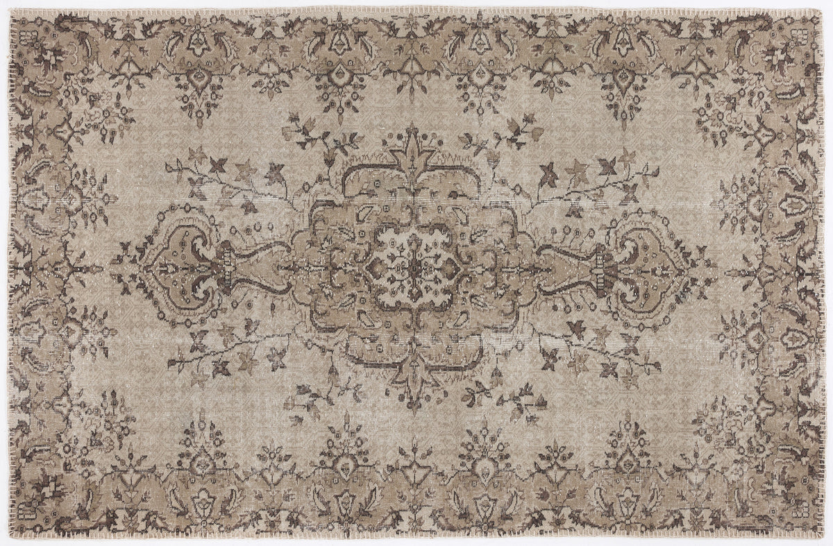 Beige Over Dyed Vintage Rug 5&#39;9&#39;&#39; x 8&#39;10&#39;&#39; ft 175 x 270 cm
