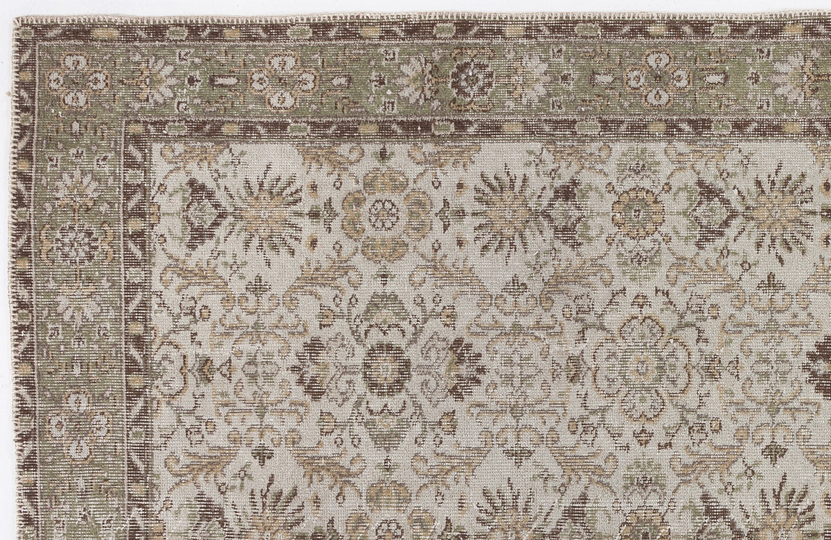 Beige Over Dyed Vintage Rug 5&#39;9&#39;&#39; x 9&#39;9&#39;&#39; ft 175 x 297 cm