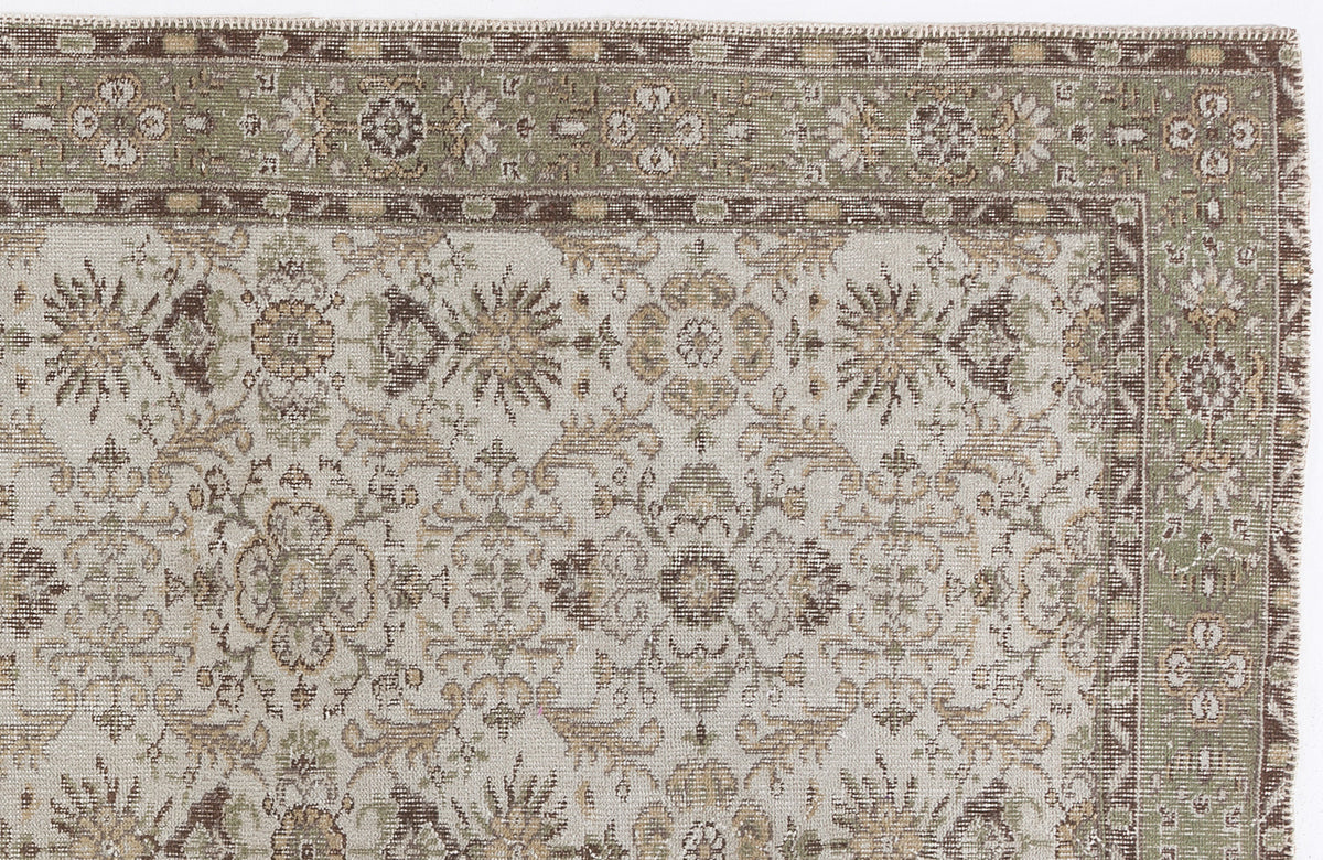Beige Over Dyed Vintage Rug 5&#39;9&#39;&#39; x 9&#39;9&#39;&#39; ft 175 x 297 cm
