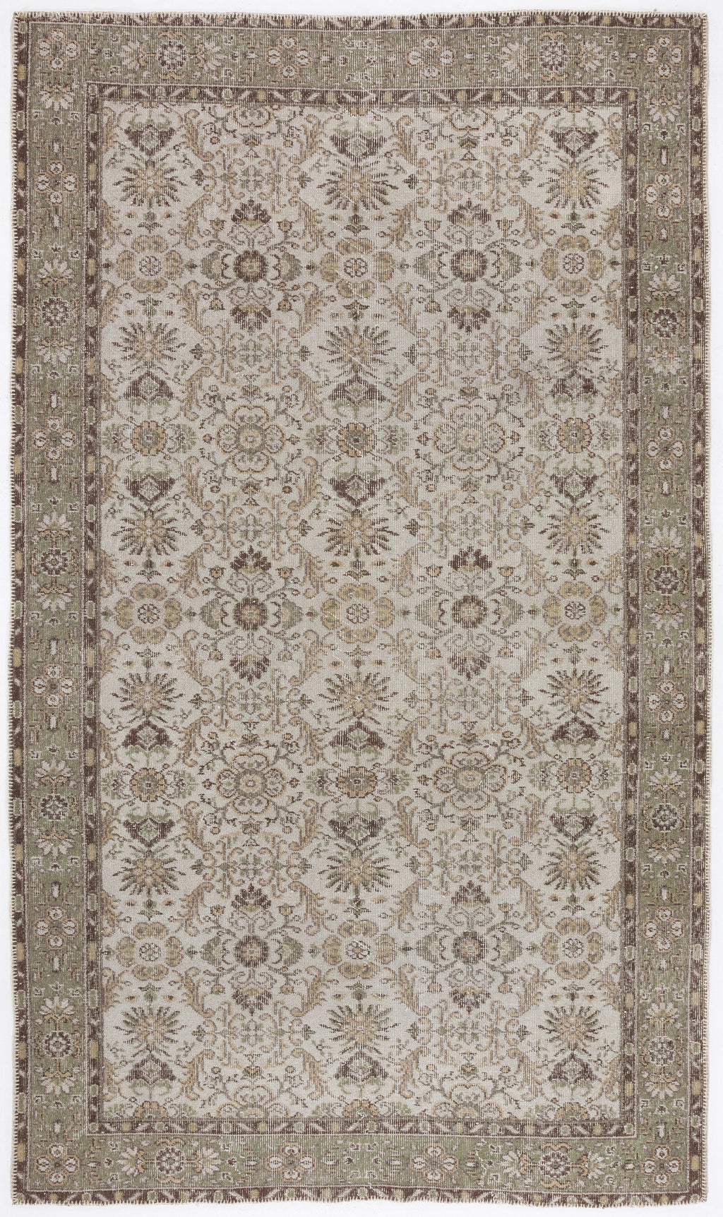 Beige Over Dyed Vintage Rug 5'9'' x 9'9'' ft 175 x 297 cm