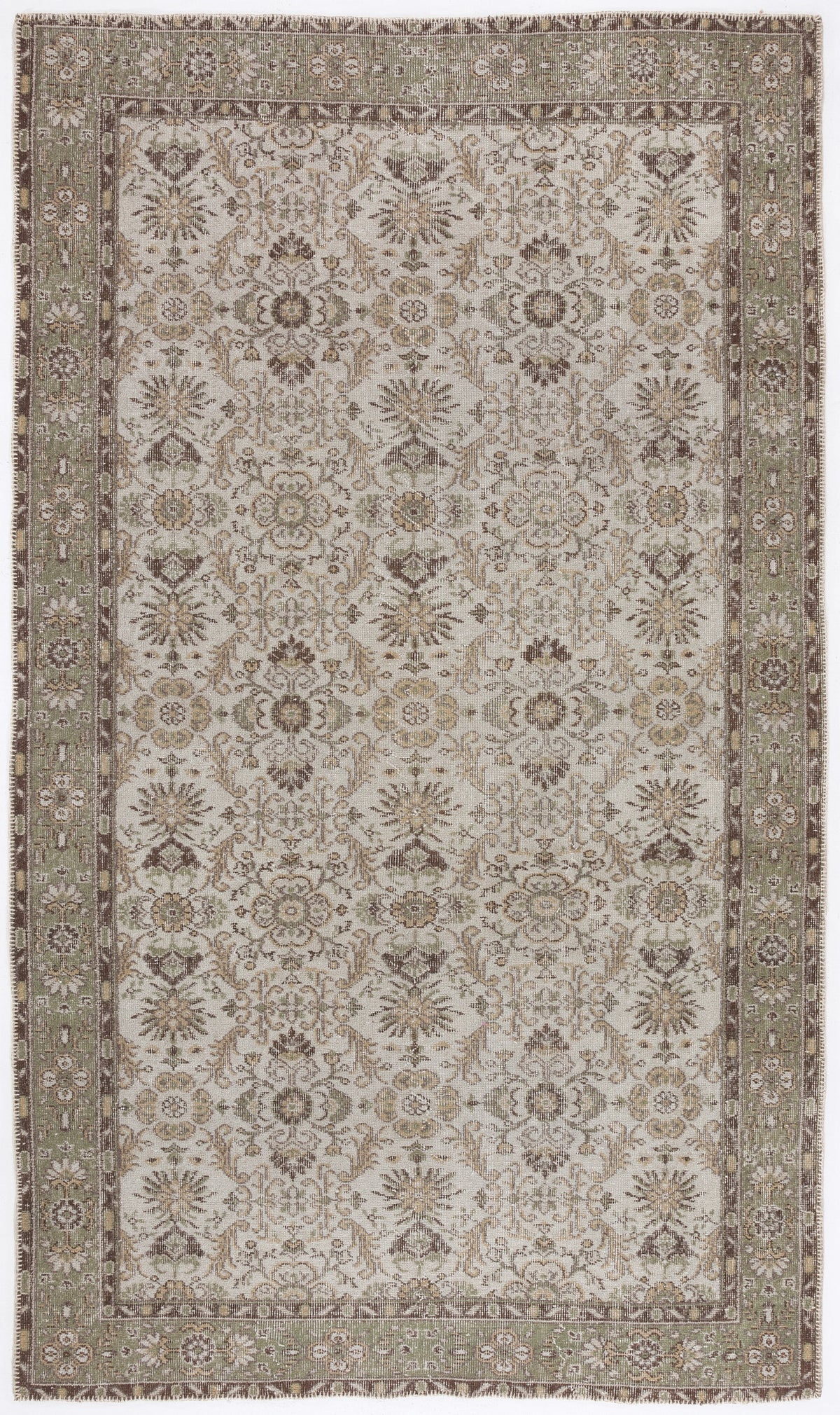 Beige Over Dyed Vintage Rug 5&#39;9&#39;&#39; x 9&#39;9&#39;&#39; ft 175 x 297 cm