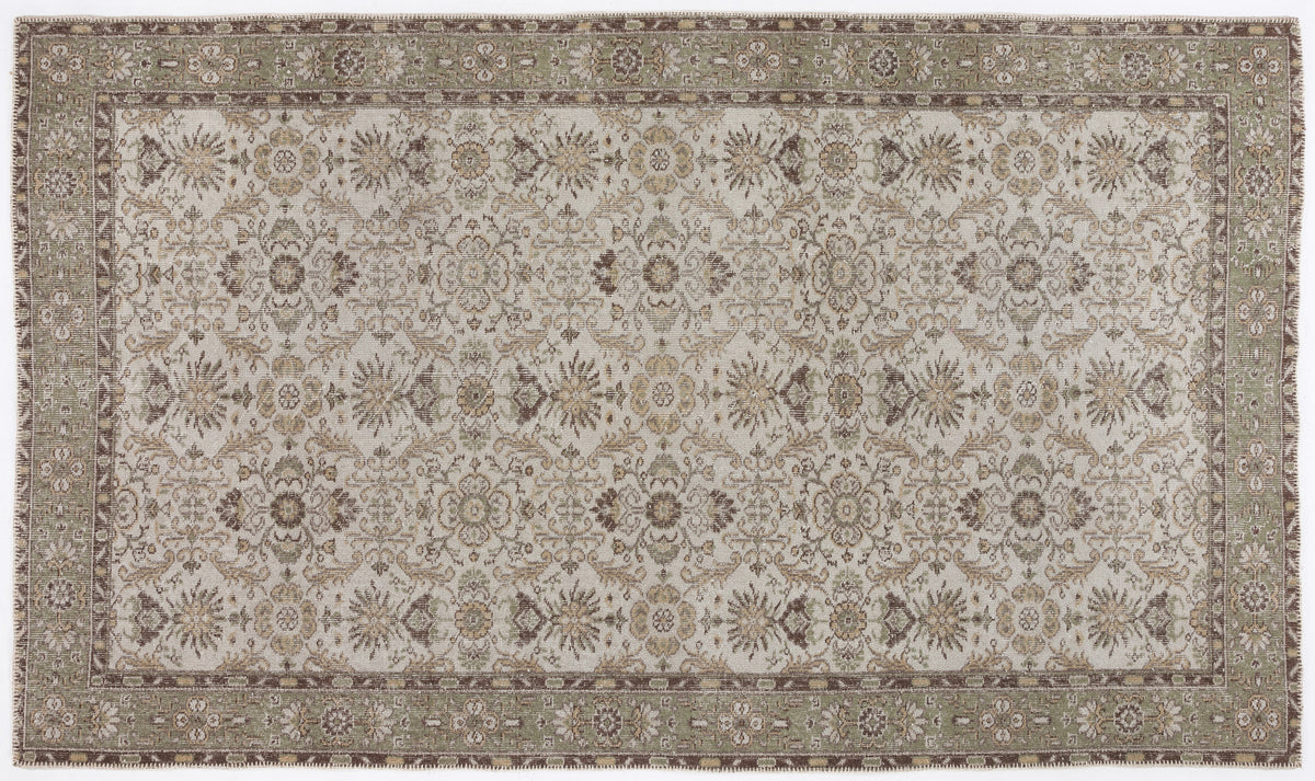 Beige Over Dyed Vintage Rug 5&#39;9&#39;&#39; x 9&#39;9&#39;&#39; ft 175 x 297 cm