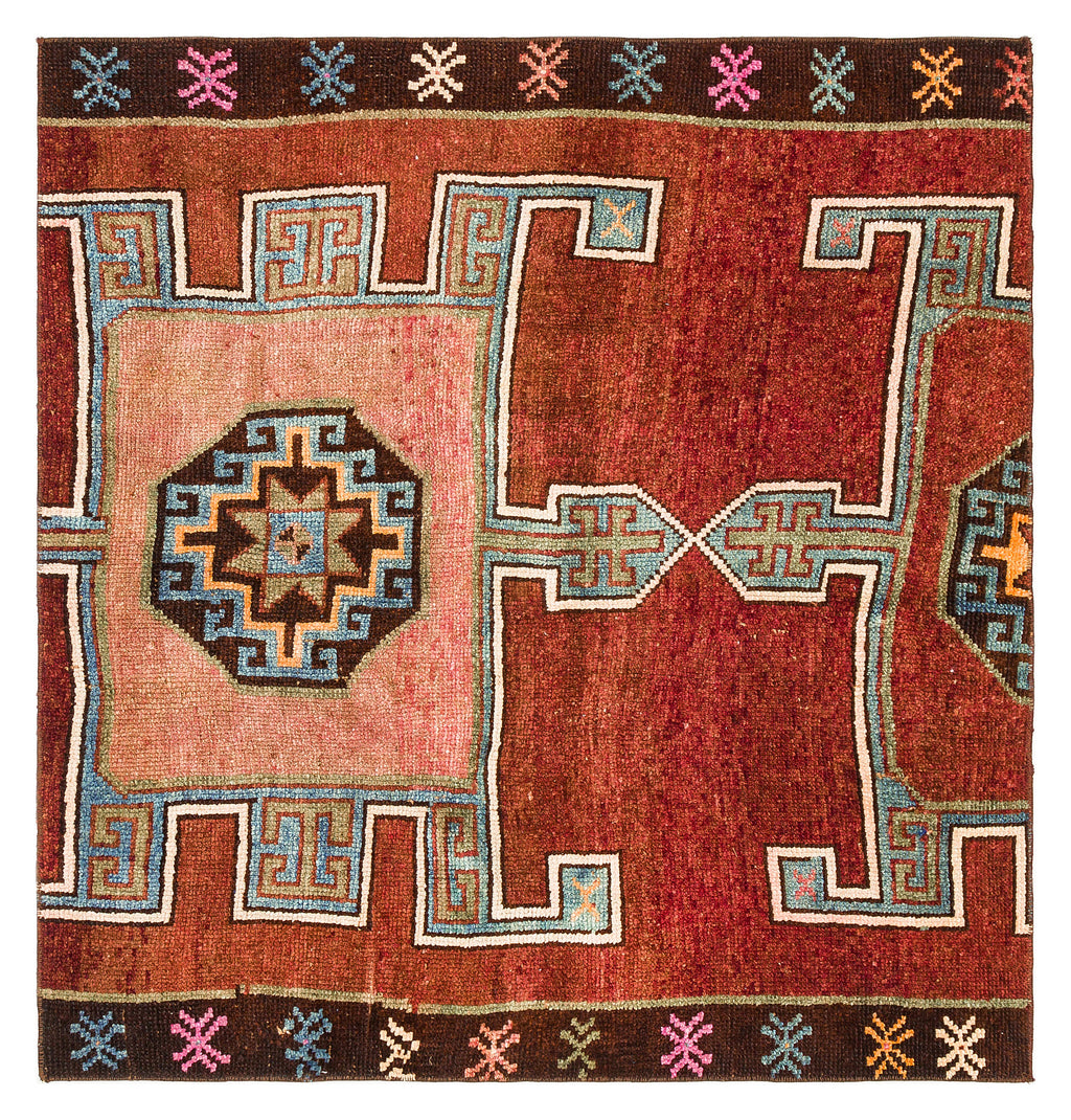 Natural Anatolium Turkish Vintage Rug 4'4'' x 4'1'' ft 131 x 125 cm