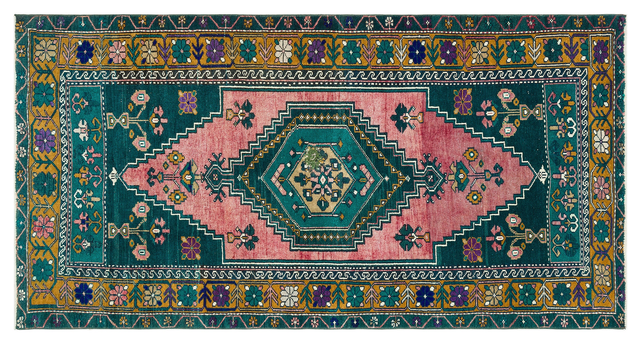 Natural Anatolium Turkish Vintage Rug 3'5'' x 6'7'' ft 105 x 201 cm